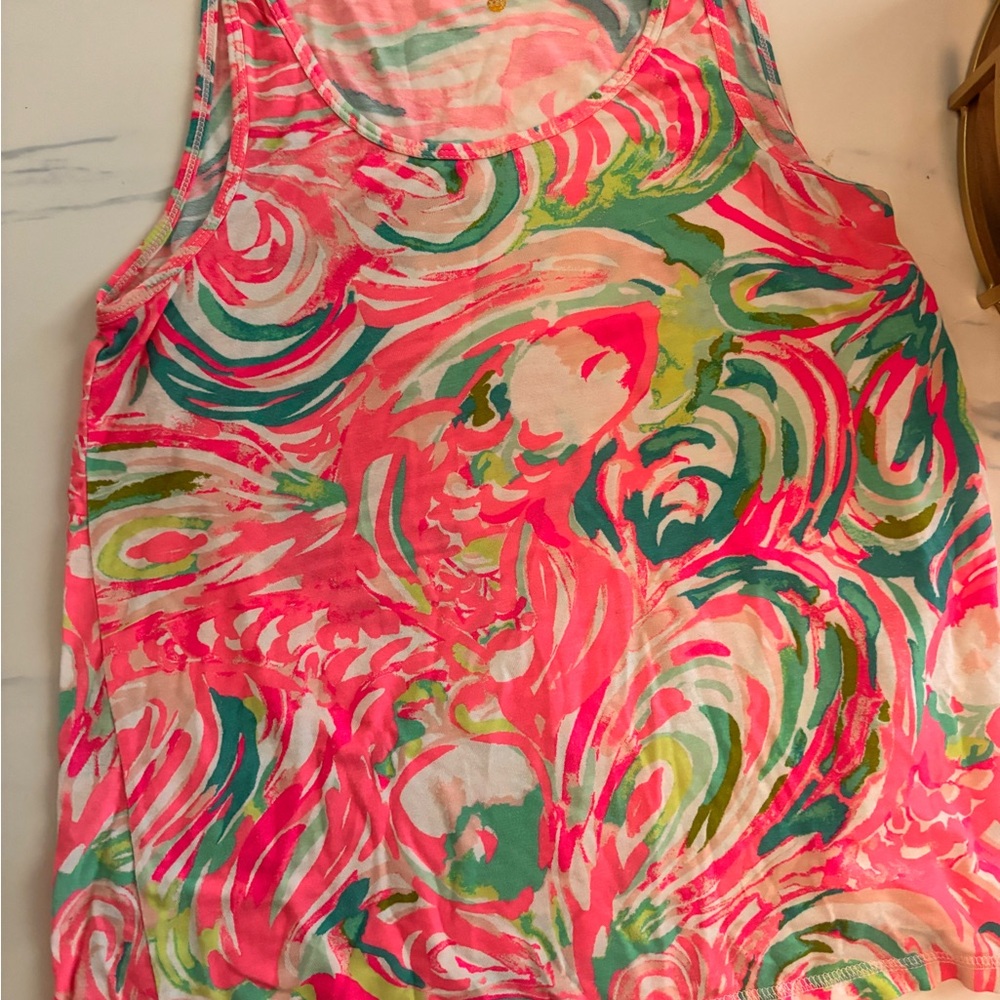 Lily Pulitzer Bright Swirl Print Tank Top in Pink & Green